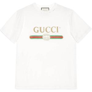 Футболка из хлопка с логотипом GUCCI, белый