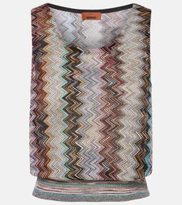 Металлический трикотажный топ с узором «зигзаг» Missoni, цвет multi silver black pink blue