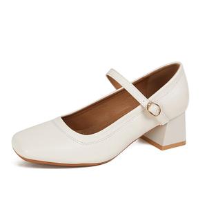 Туфли Мэри Джейн на массивном каблуке для женщин TATAYA, White