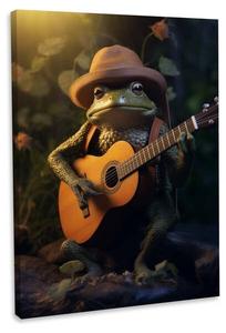 Картина на холсте Hustling Sharks Gitarren Frosch, 30x45x2 см, зеленый