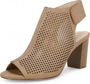 Женские босоножки Coutgo с открытым носком, с вырезами, на высоком толстом каблуке с ремешком на щиколотку, Tan