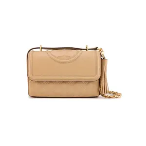 Кожаная сумка-кроссбоди Fleming, маленькая женская сумка через плечо light umber TORY BURCH