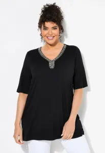 Футболка с v-образным вырезом и принтом Ulla Popken, Black