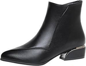 WBHGDWQP Женские модные ботильоны с острым носком, низкий массивный каблук, боковая молния, повседневные и удобные, подходящие для формальных случаев (слоновая кость, 7)