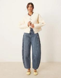 Стеганая куртка ASOS DESIGN с рукавами-коконами кремового цвета