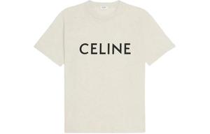 Футболка свободного кроя из хлопкового джерси CELINE, экрю