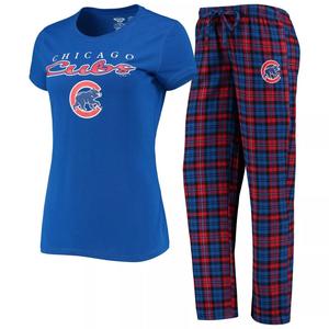Женский комплект для сна с футболкой и брюками Concepts Sport Royal/красный Chicago Cubs Lodge