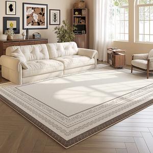Budis Ковер 240х400 см из велюра, французский винтажный кремовый стиль для гостиной, водостойкий, моющийся