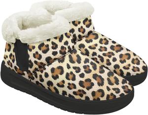 Женские зимние ботинки на щиколотку с меховой подкладкой, теплые зимние ботинки для женщин, обувь для модных зимних образов Fuojuvelie, Leopard Print