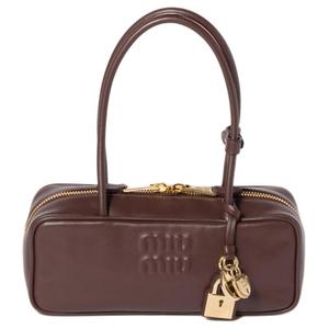 Сумка Beau Cow из натуральной кожи, женская наплечная сумка цвета Heather Wood MIU MIU