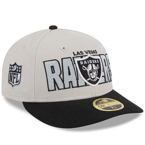 Мужская облегающая шляпа New Era Stone/Black Las Vegas Raiders 2023 NFL Draft Low Profile 59FIFTY