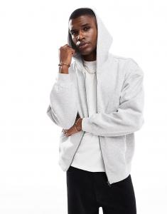 Толстовка свободного кроя на молнии светло-серого цвета ONLY & SONS