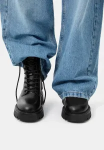 Плоские ботильоны на шнуровке Pull&Bear, Black