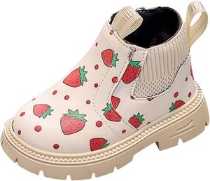 Девочки Ботинки IWIHMIV Короткие Ботинки-Анкл Мягкая Подошва Нескользящие Повседневные Кожаные Ездовки для Девочек, White