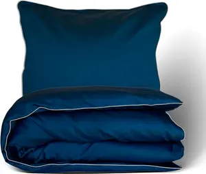 Постельное белье, хлопковый сатин, эксклюзивный, с кантом, однотонное 200х220 47 темно-синий Multitex