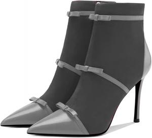 Женские ботильоны YDN на высоком каблуке-стойке, заостренный носок, бантик, ремешок, молния, праздничные туфли, размер 4-15 US, Grey