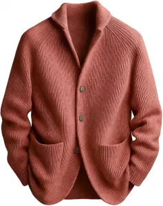 Мужской кардиган из трикотажа легкий с длинными рукавами и пуговицами
