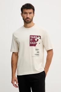 Хлопковая пижамная футболка United Colors Of Benetton, бежевый