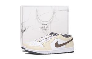 Jordan Баскетбольные кроссовки Air 1 с антискользящим и износостойким покрытием, низкие, винтажные, унисекс, бежевые, желтые, коричневые