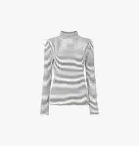 Джемпер с высоким воротом из эластичного хлопка в полоску Whistles, бежевый