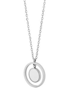 Adeliás Женское колье - цепочка из нержавеющей стали с перламутровой вставкой, 45 см, серебро