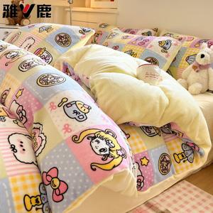 Yalu Пододеяльник 180х220 см, утолщенный молочный вельвет, цвет Girly heart lfe