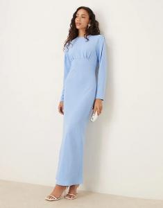 Платье макси с косой отделкой на груди от ASOS DESIGN, ярко-синее