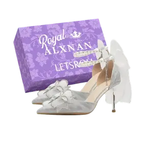 Женские туфли на высоком каблуке Alxnan, Silver+Box