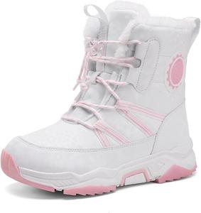 Снежные ботинки водонепроницаемые, теплые внутри, для мальчиков и девочек, для походов, зимние ботинки, против скольжения, для холодной погоды NIAIRKE, White