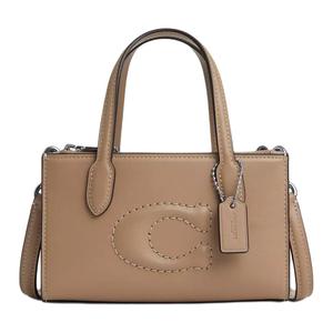 COACH Премиальная кожаная сумка через плечо маленького размера для женщин серебристо-бежевая