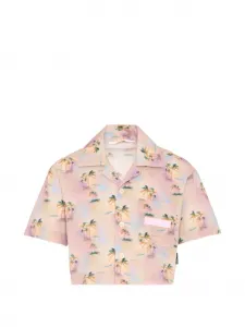 Рубашка с карманом и принтом пальм Palm Angels Kids, розовый
