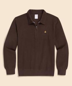 Пуловер из хлопкового трикотажа с логотипом GF и воротником на молнии до середины груди.