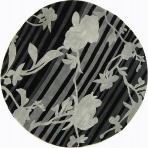 Круглый ковер 237 x 237 см ручной работы SAFAVIEH Rodeo Drive Collection Black / Grey RD886A в стиле мид-сенчури модерн с абстрактным узором из шерсти