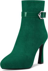 Женские ботильоны Castamere с острым носком, высокой платформой и каблуком-стилет, короткие с молнией и пряжкой, сексуальные каблуки 10 см, Dark Green