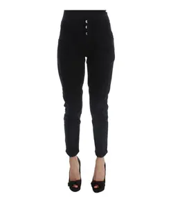 Костюмные национальные хлопковые укороченные джинсы узкого кроя Costume National, черный