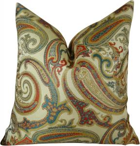 Thomas Collection Декоративная подушка с цветочным узором пейсли, бирюзовая, красная, кремовая, темно-бежевая, синяя Turquoise Red Cream Taupe Blue Paisley