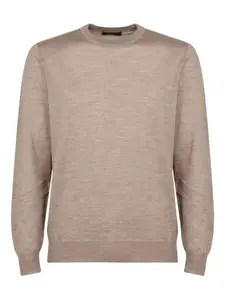 Хлопковый свитер с круглым вырезом Slowear, коричневый