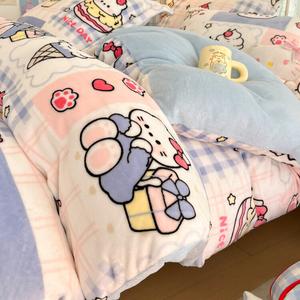 Yalu Комплект постельного белья 1,8 м, 4 предмета, для одеяла 200x230 см, Sweet Tea Kitten, двусторонний флис, терморегуляция