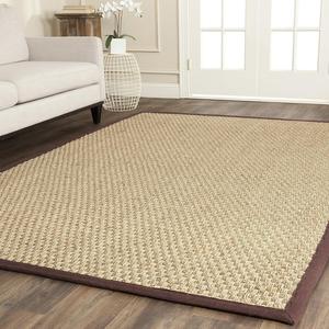 Ковер SAFAVIEH, 183 x 275 см, - коллекция Natural Fiber - Natural & Dark Brown, Seagrass, узор Basketweave с бордюром (NF114K)