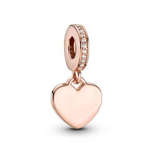 Шарм Engravable Heart Tag Dangle Pandora, покрытие - розовое золото
