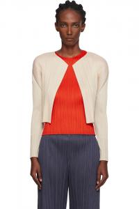 Pleats Please Issey Miyake Бежевый, кардиган на каждый месяц, июль