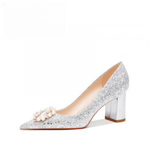 Женские туфли на высоком каблуке, серебристые WOXXXN, Silver 6Cm