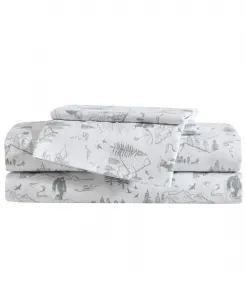 Комплект постельного белья из микрофибры Big Foot Hiking Trip, 4 предмета, размер Queen Eddie Bauer, белый/серый