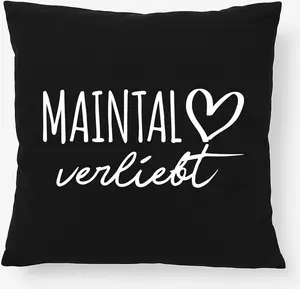 Подушка Huuraa Maintal in love gift 40x40 см с наполнителем, черный хлопок, декор Maintal Hellweg Druckerei