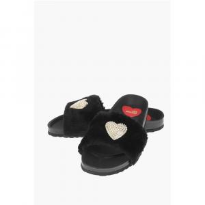 LOVE Сандалии из искусственного меха BIRKI30 слайдеры Moschino, Black