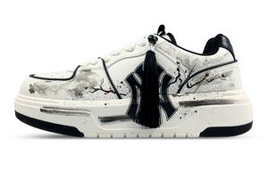 MLB Массивные, износостойкие, нескользящие, низкие, унисекс, белые, черные кроссовки