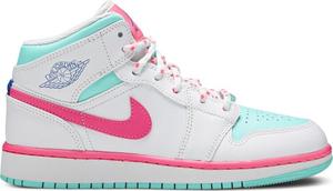 Кроссовки Air Jordan 1 Mid GS Digital Pink, белый