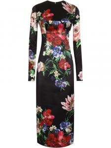 Платье миди с цветочным принтом Dolce & Gabbana, черный
