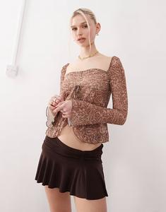 Motel - Ratu - Розовый топ с узором пейсли и оборками спереди