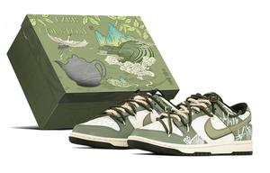 Nike Dunk Противоскользящие Износостойкие Низкие Кроссовки для Скейтбординга Унисекс Бежево-Зеленые